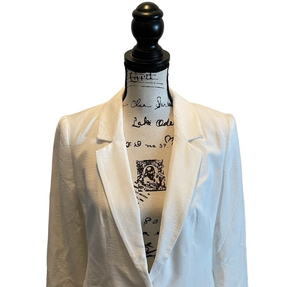 LOFT Ann Taylor Suit Jacket Blazer White Size 6 NWT Texture crinkle Office - Picture 2 of 10